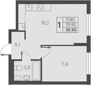 Продается 1-комн. квартира, 39.9 м²