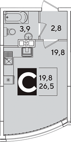 Продается 1-комн. квартира, 26.5 м²