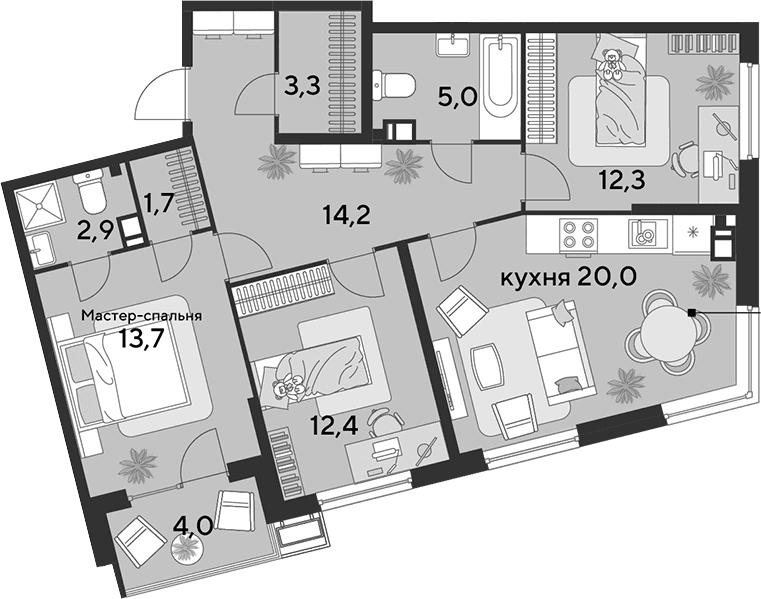 Продается 4-комн. квартира, 85.5 м²