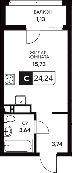 Продается 1-комн. квартира, 23.11 м²