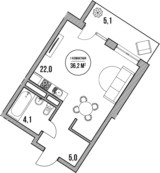 Продается 1-комн. квартира, 31.1 м²