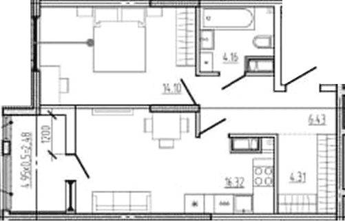 Продается 2-комн. квартира, 45.32 м²