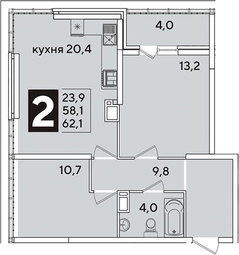 Продается 3-комн. квартира, 58.1 м²