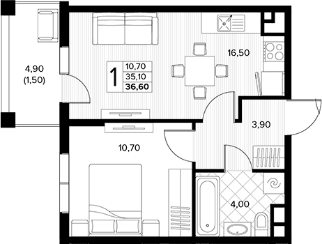Продается 2-комн. квартира, 52.5 м²
