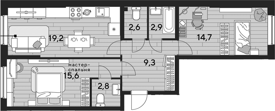 Продается 2-комн. квартира, 67.1 м²