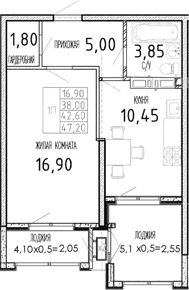 Продается 1-комн. квартира, 38 м²