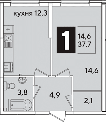 Продается 1-комн. квартира, 37.7 м²