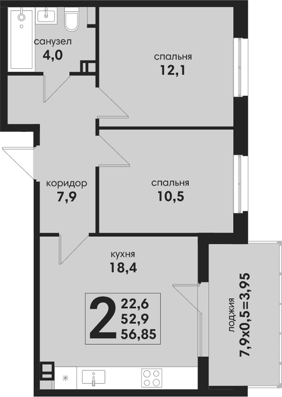 Продается 3-комн. квартира, 52.9 м²