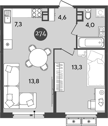 Продается 2-комн. квартира, 43 м²