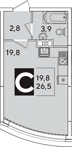 Продается 1-комн. квартира, 26.5 м²