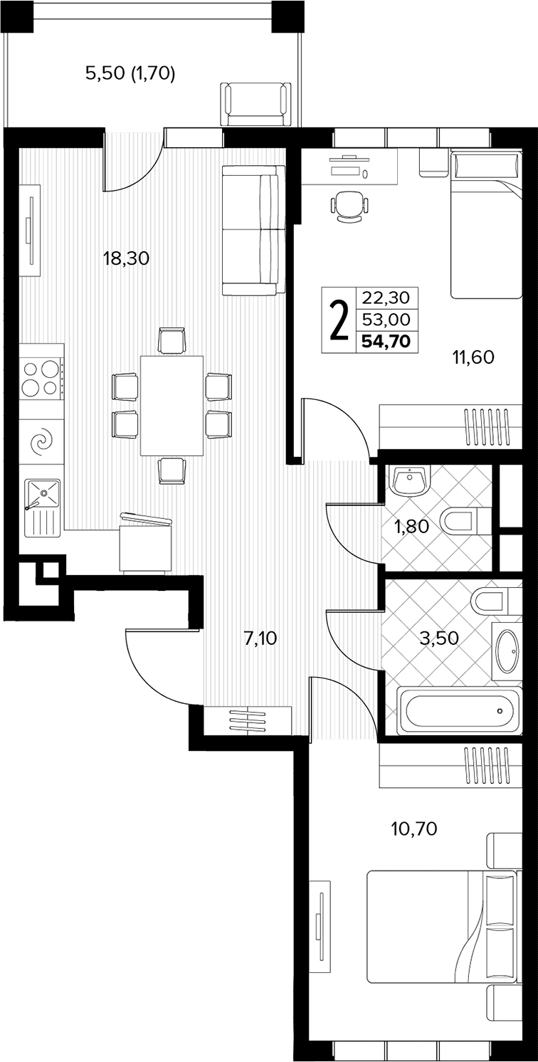 Продается 2-комн. квартира, 53 м²
