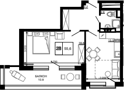Продается 1-комн. квартира, 44.8 м²