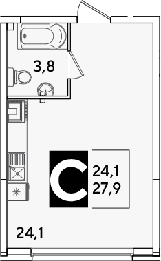 Продается 1-комн. квартира, 27.9 м²