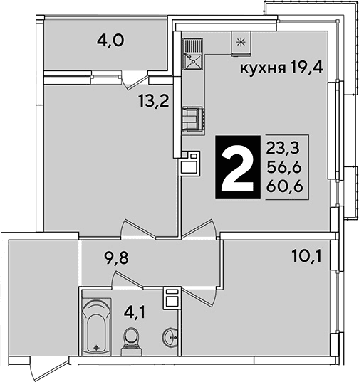 Продается 3-комн. квартира, 56.6 м²
