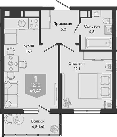 Продается 2-комн. квартира, 39 м²