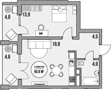 Продается 1-комн. квартира, 42.2 м²