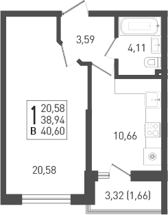 Продается 1-комн. квартира, 39.6 м²
