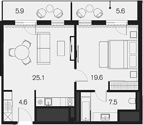 Продается 1-комн. квартира, 56.8 м²