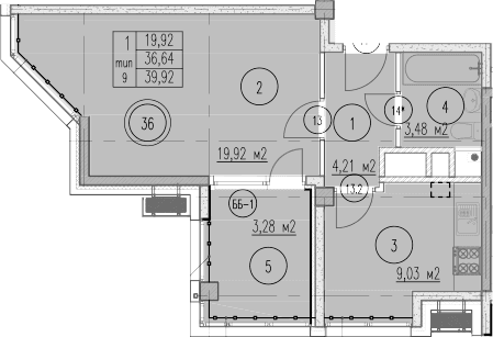 Продается 1-комн. квартира, 36.64 м²