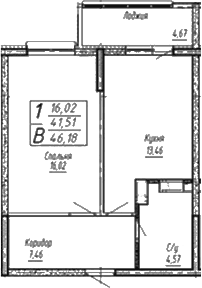 Продается 1-комн. квартира, 44.93 м²