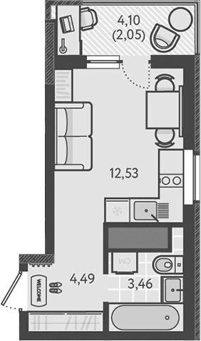 Продается 1-комн. квартира, 20.48 м²