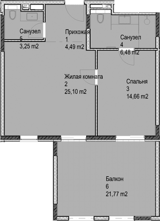 Продается 2-комн. квартира, 54.03 м²