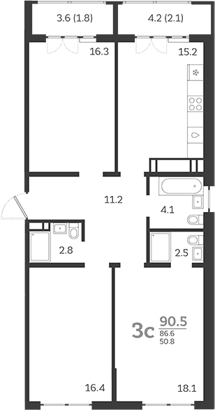 Продается 4-комн. квартира, 85.35 м²