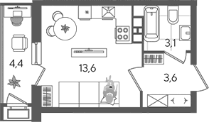 Продается 1-комн. квартира, 20.3 м²