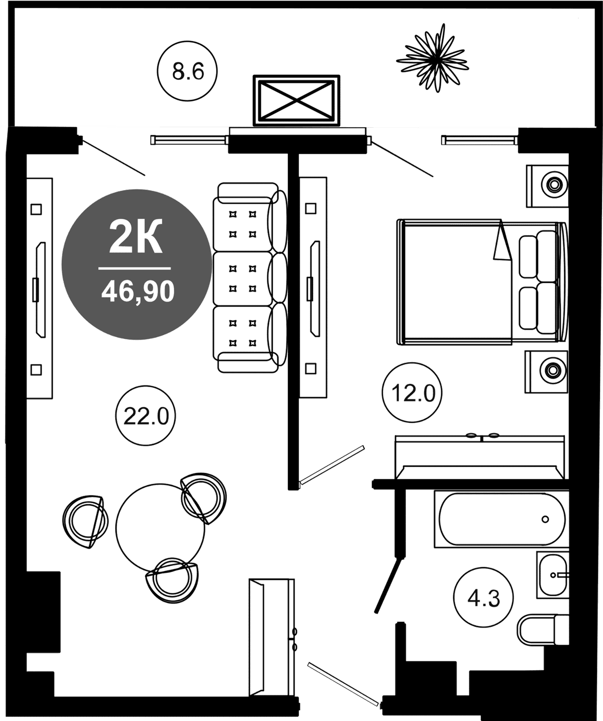 Продается 2-комн. квартира, 38.3 м²