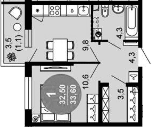 Продается 1-комн. квартира, 32.5 м²