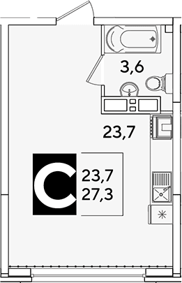Продается 1-комн. квартира, 27.3 м²