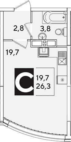 Продается 1-комн. квартира, 26.3 м²