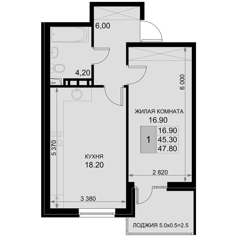Продается 2-комн. квартира, 45.3 м²