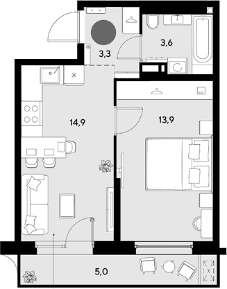 Продается 1-комн. квартира, 35.7 м²