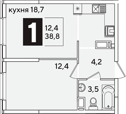 Продается 2-комн. квартира, 38.8 м²