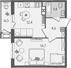 Продается 1-комн. квартира, 37.5 м²