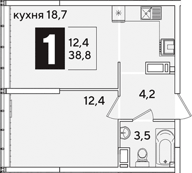 Продается 2-комн. квартира, 38.8 м²