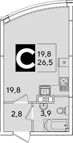 Продается 1-комн. квартира, 26.5 м²
