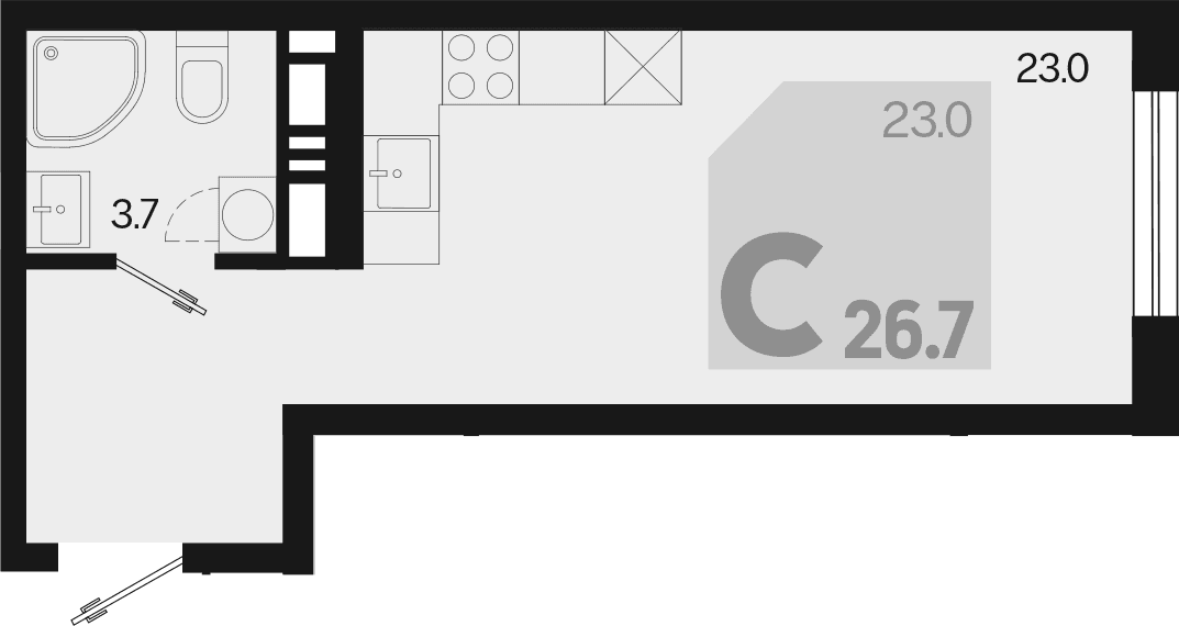 Продается 1-комн. квартира, 26.7 м²