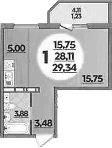 Продается 1-комн. квартира, 28.11 м²