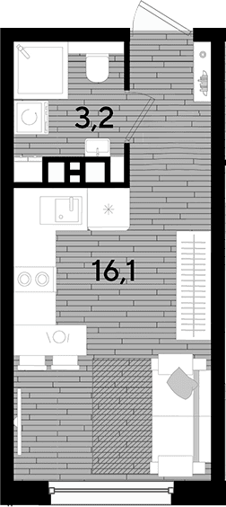 Продается 1-комн. квартира, 19.3 м²