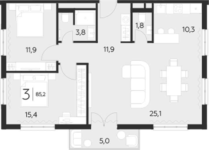 Продается 2-комн. квартира, 80.2 м²