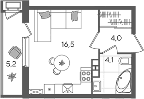 Продается 1-комн. квартира, 24.6 м²