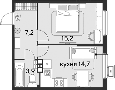Продается 1-комн. квартира, 41 м²