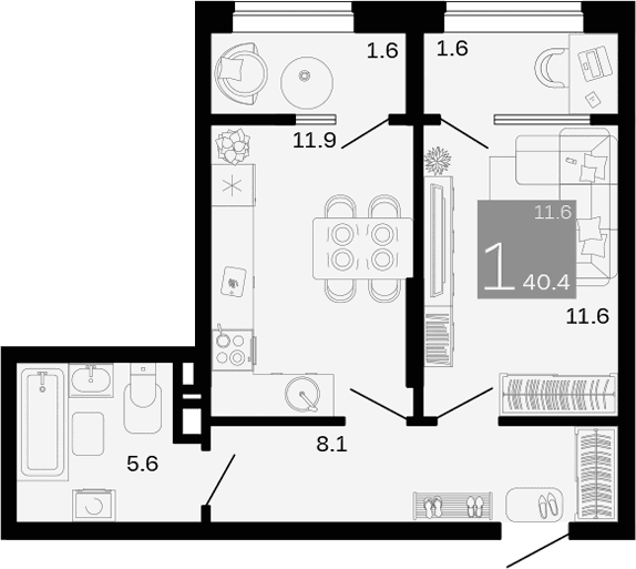 Продается 1-комн. квартира, 37.2 м²