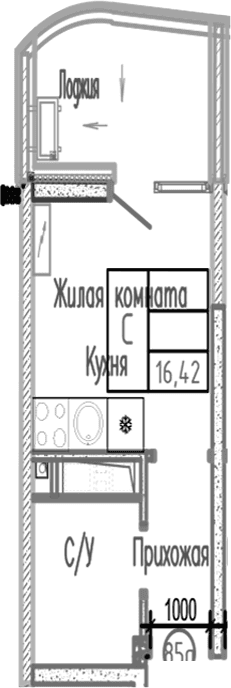 Продается 1-комн. квартира, 16.42 м²
