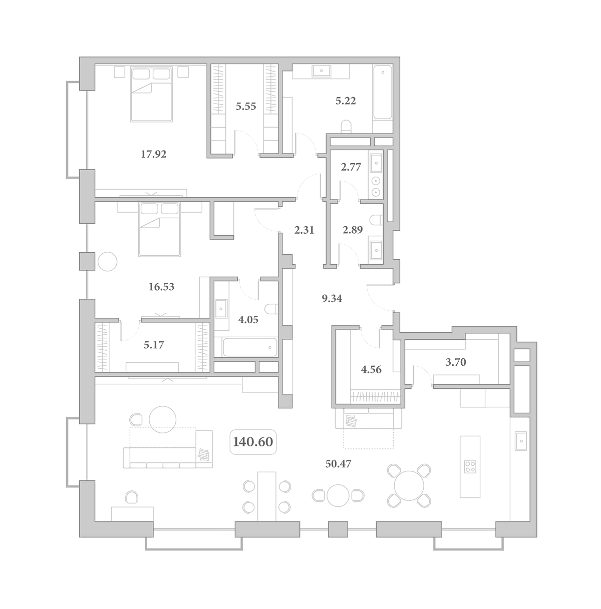 Продается 3-комн. квартира, 132.8 м²