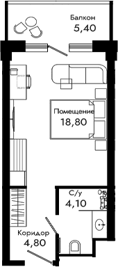 Продается 1-комн. квартира, 27.7 м²