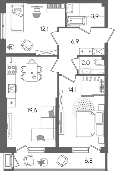 Продается 3-комн. квартира, 58.6 м²