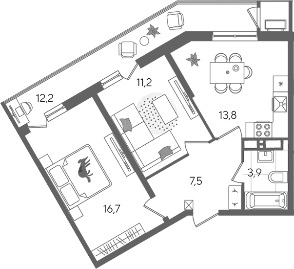Продается 2-комн. квартира, 53.1 м²
